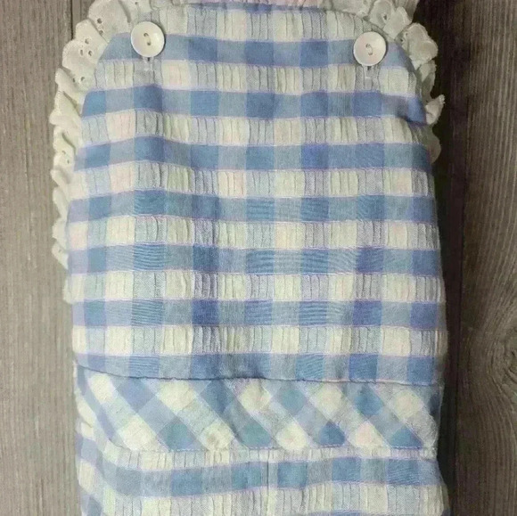 Vintage girls' overalls blue and white size 6 - Picture 2 of 4